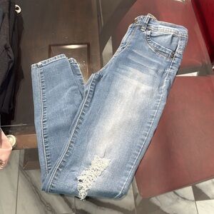 Fashion Nova Blue Skinny Distressed Jeans